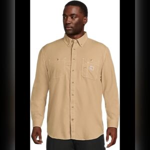 Carhartt Force FR CAT 2 Flame Resistant Twill Work Shirt Khaki 2XL Tall